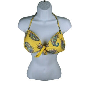 Isabella Rose Bathing Swim Bikini Top Yellow  with Paisleys L